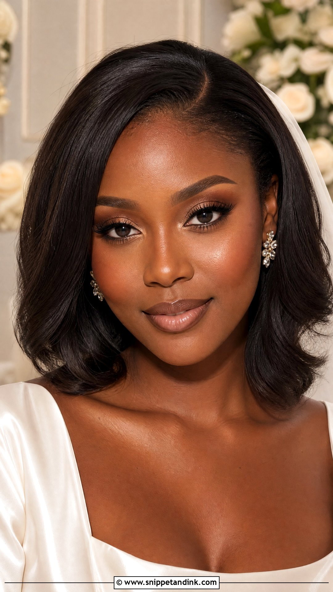 Nude Lip Black Bridal Makeup - Snippet and Ink - 30 Black Bridal Makeup Ideas