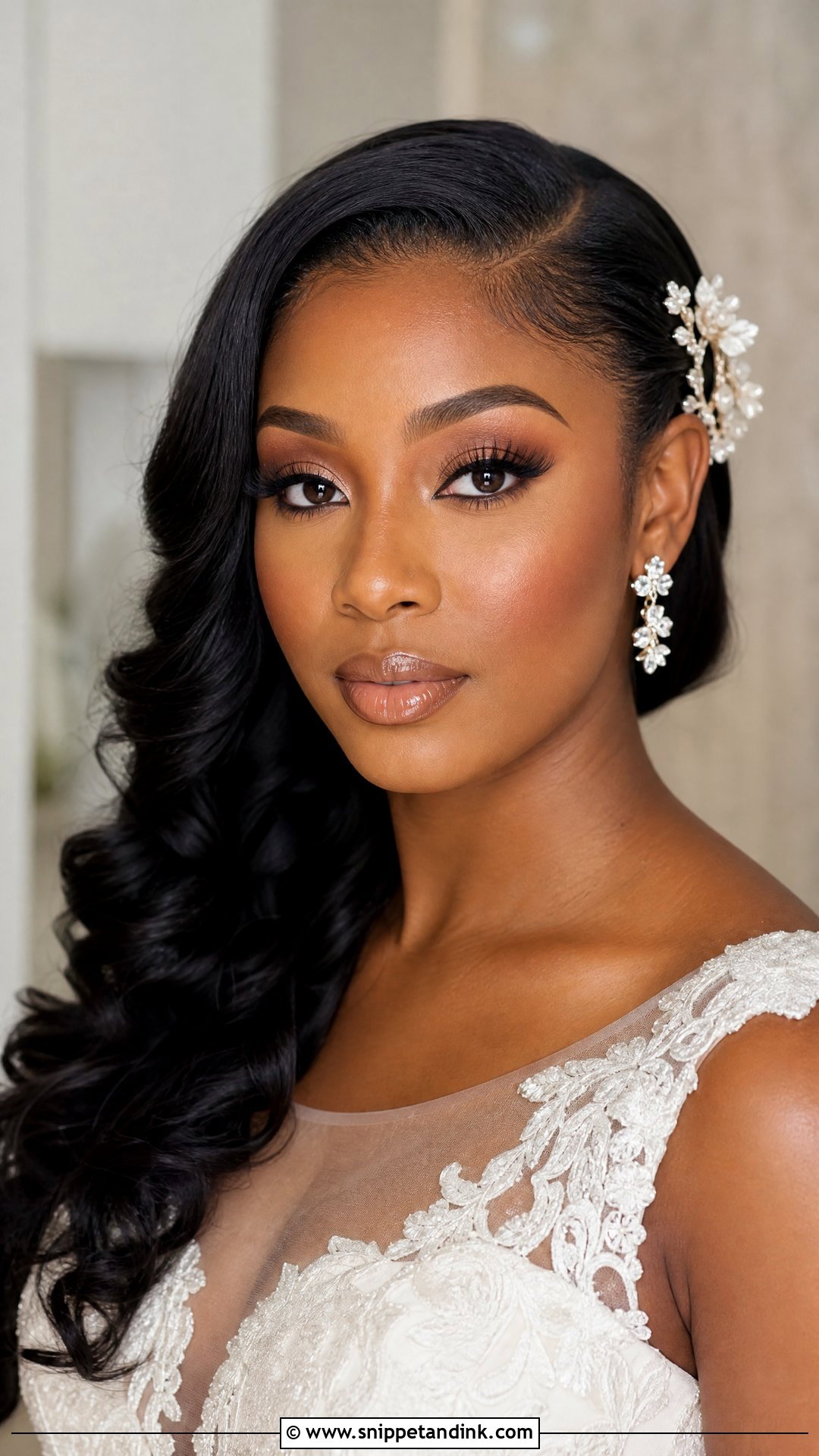 Nude Lip Black Bridal Makeup - Snippet and Ink - 20 Black Bridal Makeup Wedding Day Ideas