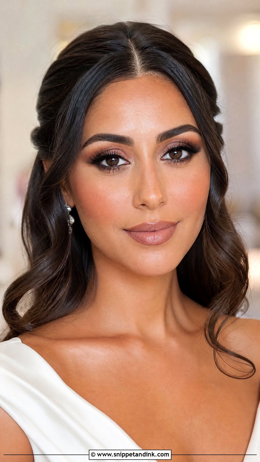 Nude Lip Bridal Makeup For Brown Eyes - Snippet and Ink - 20 Glam Bride Makeup for Brown Eyes