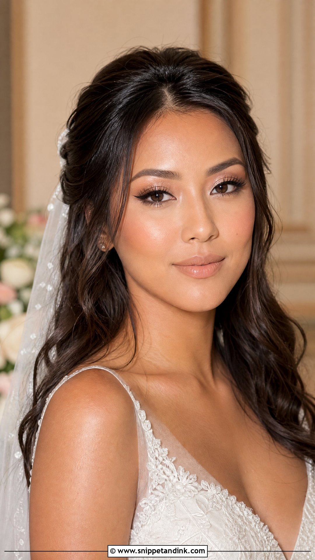 Nude Lip Bridal Makeup With Winged Eyeliner - Snippet and Ink - 20 Bridal Makeup Winged Eyeliner Ideas