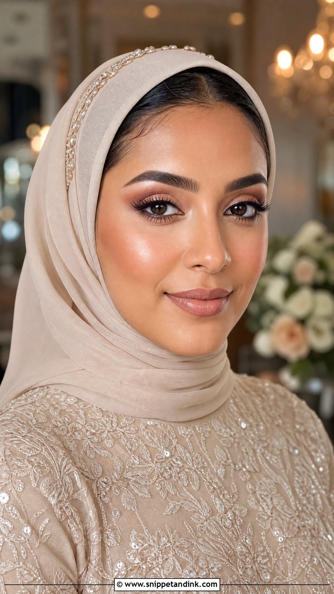 Nude Lip Hijabi Bridal Makeup - Snippet and Ink - 20 Hijabi Bridal Makeup Ideas
