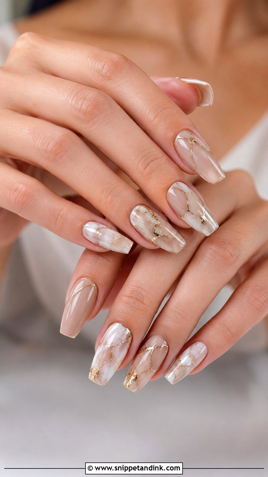 Nude Marble Wedding Nails - Snippet and Ink - 20 Nude Wedding Nails for Bride