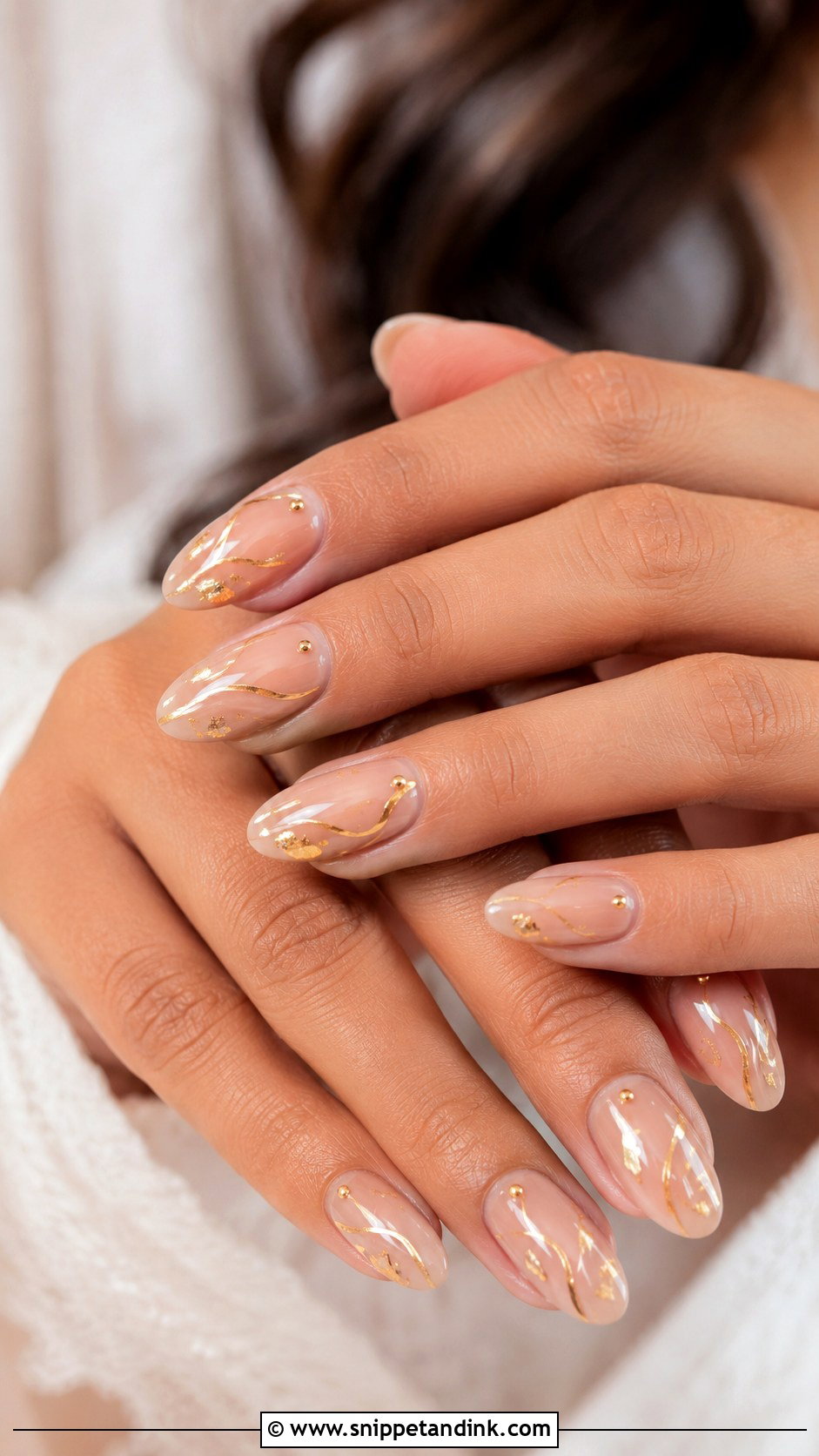 Nude Nails With Gold Art - Snippet and Ink - 20 Nail Art for Indian Wedding Ideas