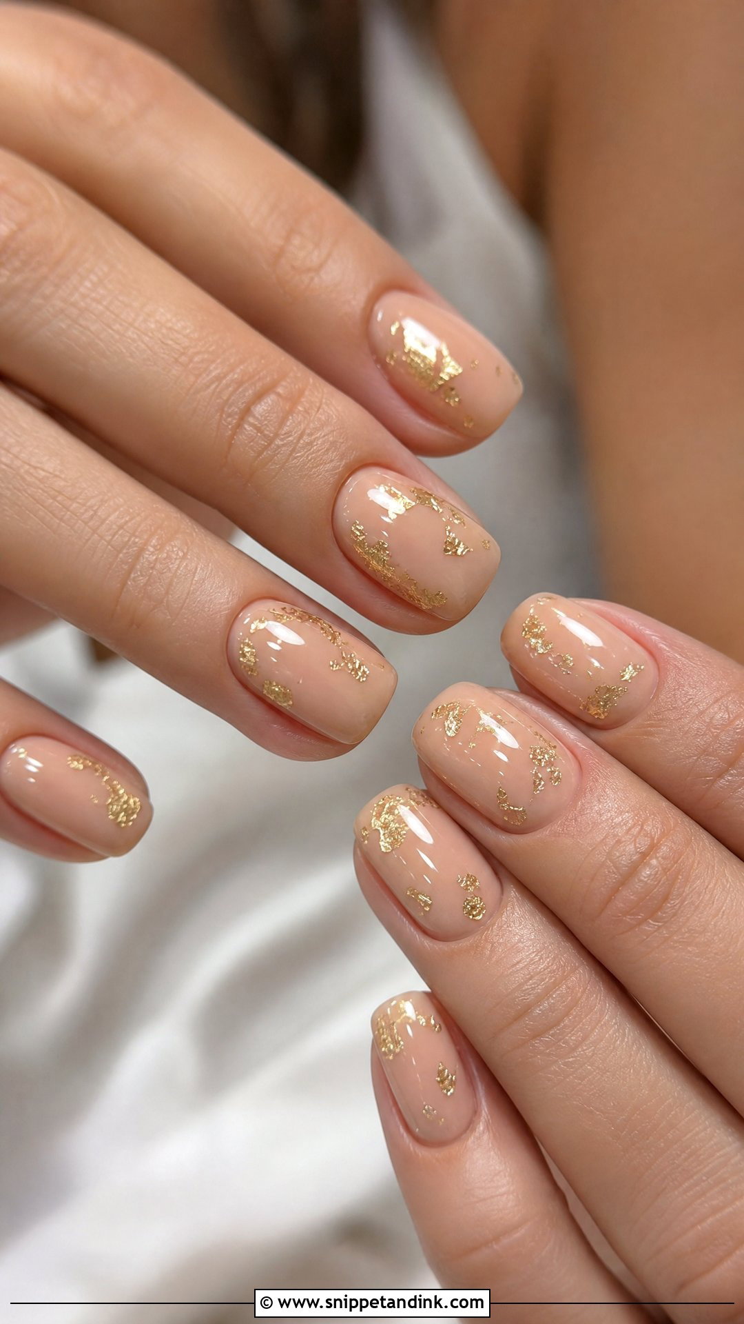 Nude Nails With Gold Foil - Snippet and Ink - 25 Indian Wedding Nail Art Designs