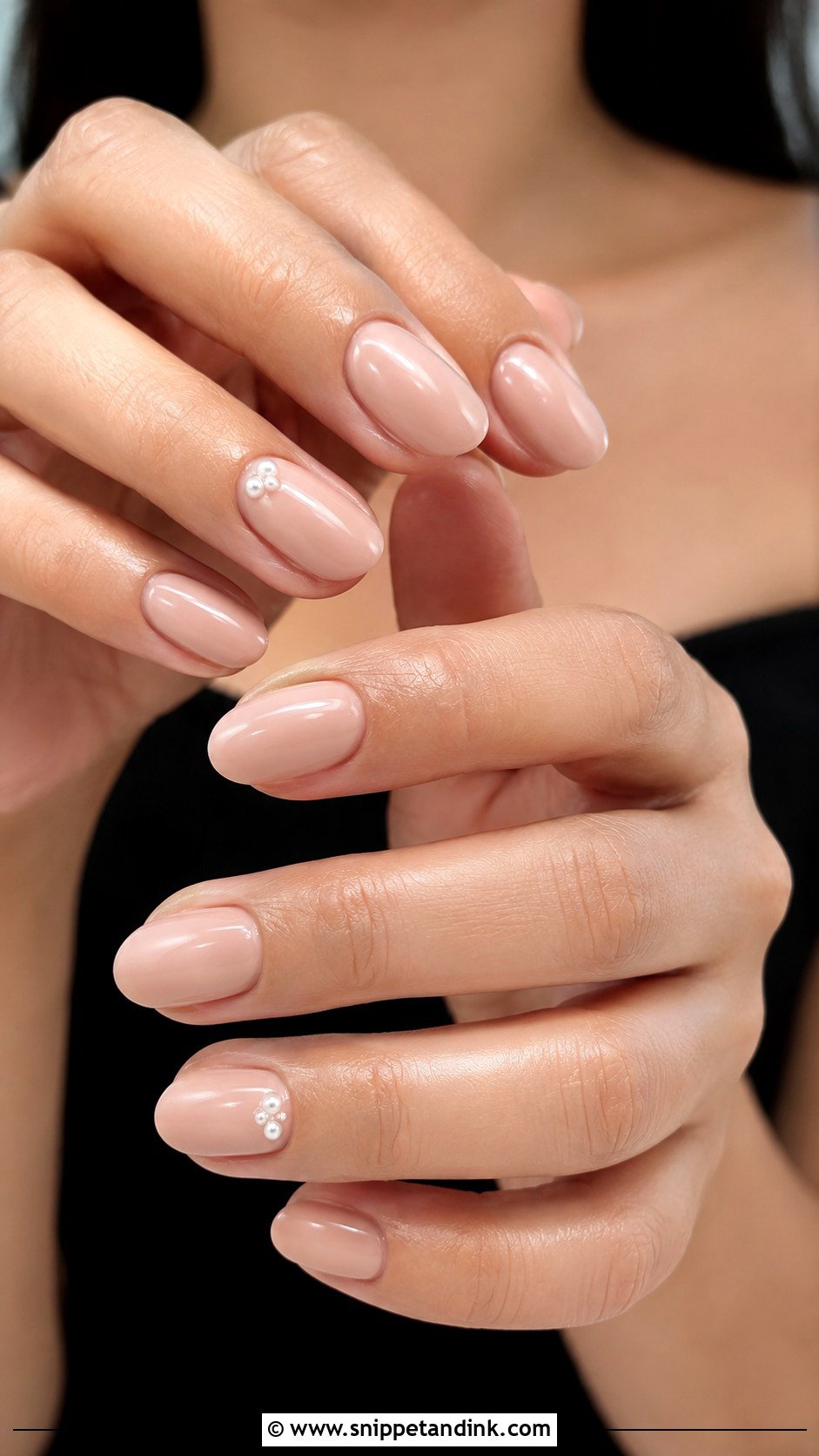 Nude Nails With Pearl Accent - Snippet and Ink - 20 Simple Wedding Day Nails for Bride