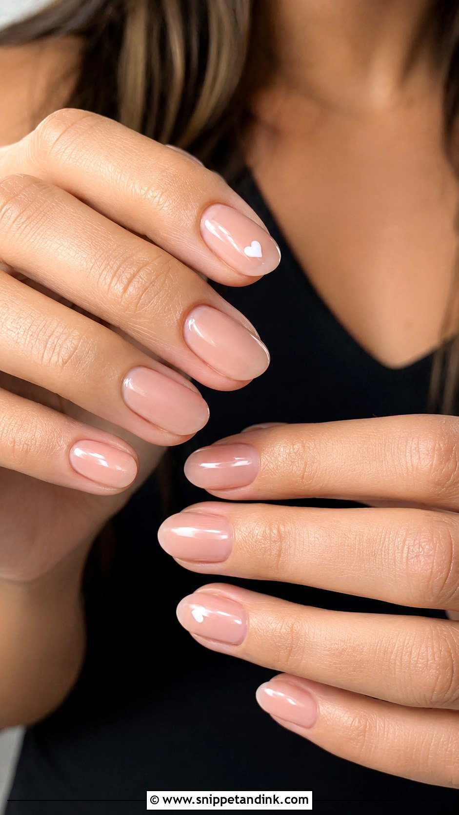 Nude Nails With White Hearts - Snippet and Ink - 20 Cute Nails for a Wedding