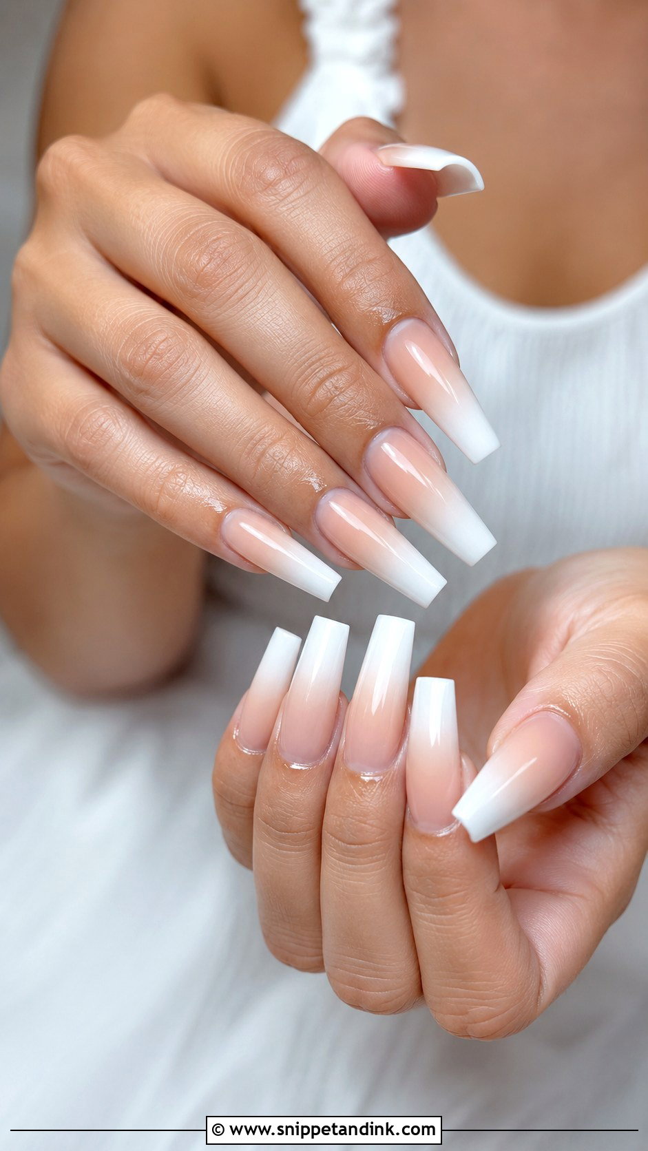 Nude Ombre Coffin Bridal Nails - Snippet and Ink - 20 Coffin Shape Bridal Nails