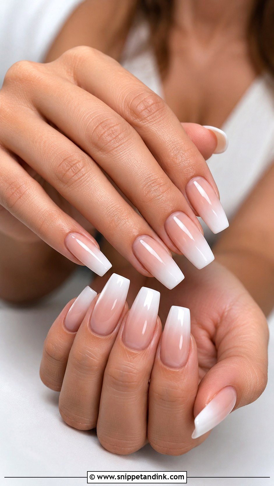 Nude Ombre Coffin Bridal Nails - Snippet and Ink - 20 Coffin Bridal Nails