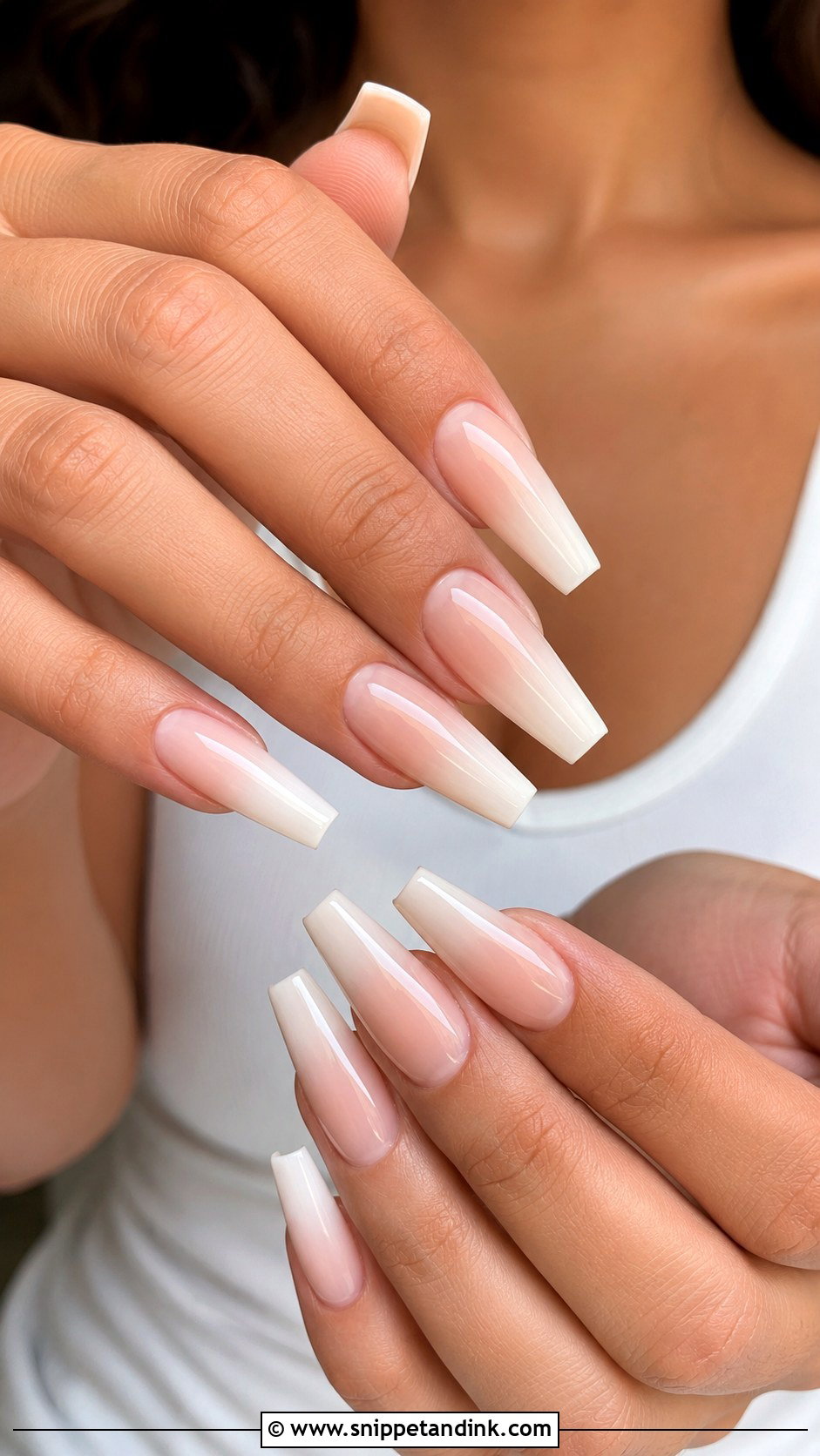 Nude Ombre Coffin Engagement Nails - Snippet and Ink - 20 Coffin Engagement Nails