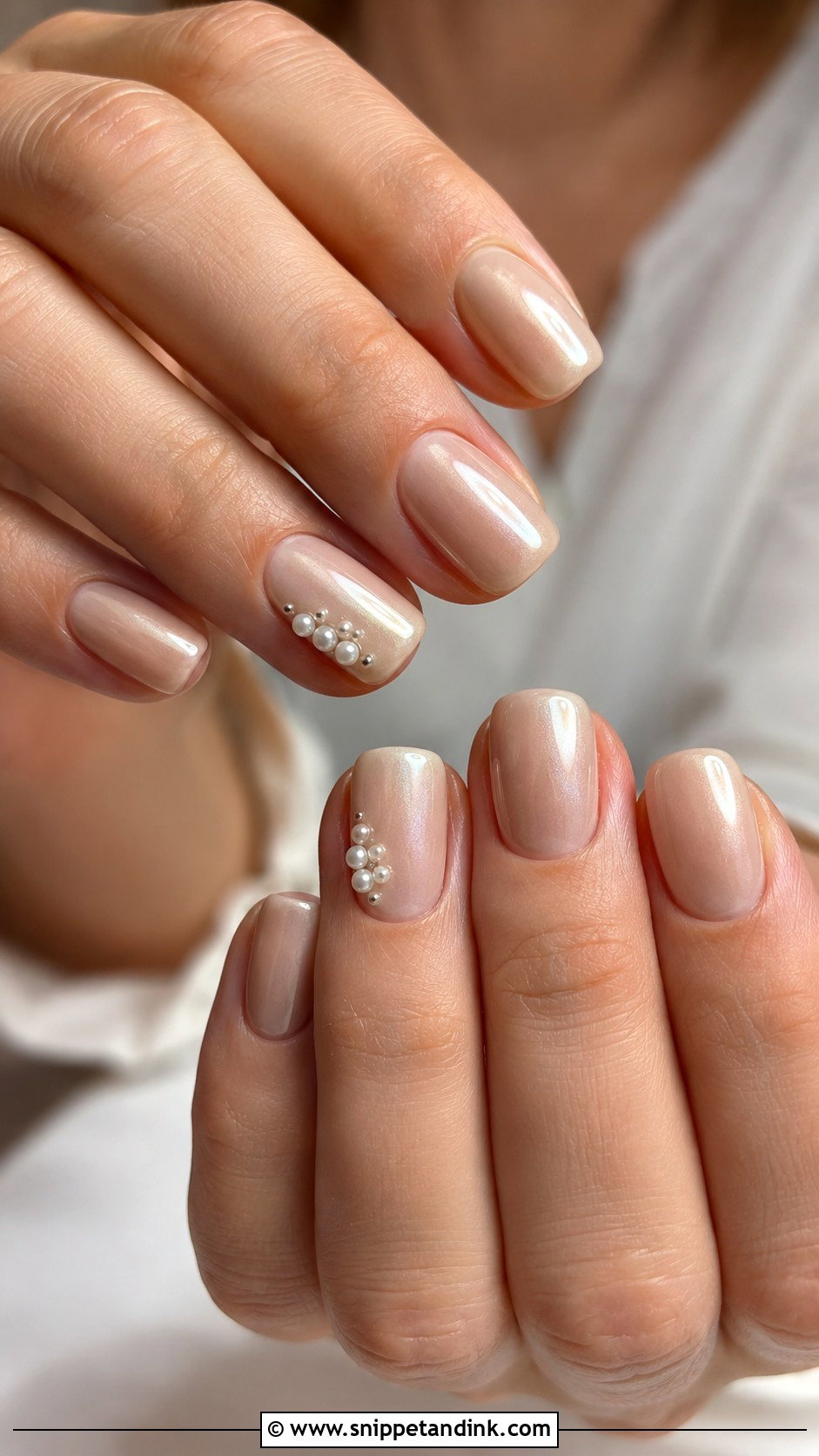 Nude Pearl Bridal Nails - Snippet and Ink - 20 Pearl Bridal Nails