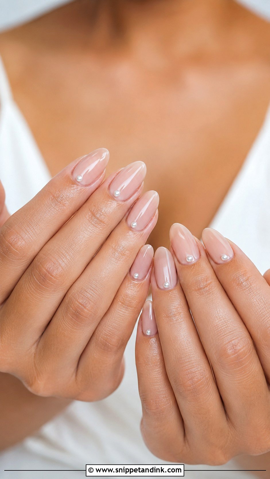 Nude Pearl Bridesmaid Nails - Snippet and Ink - 30 Neutral Bridesmaid Wedding Nails