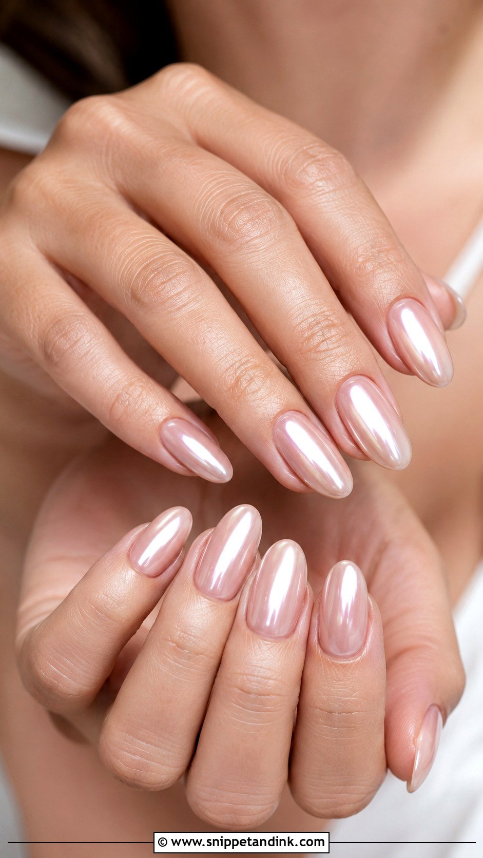 Nude Pearl Chrome Nails - Snippet and Ink - 20 Cute Nails for a Wedding