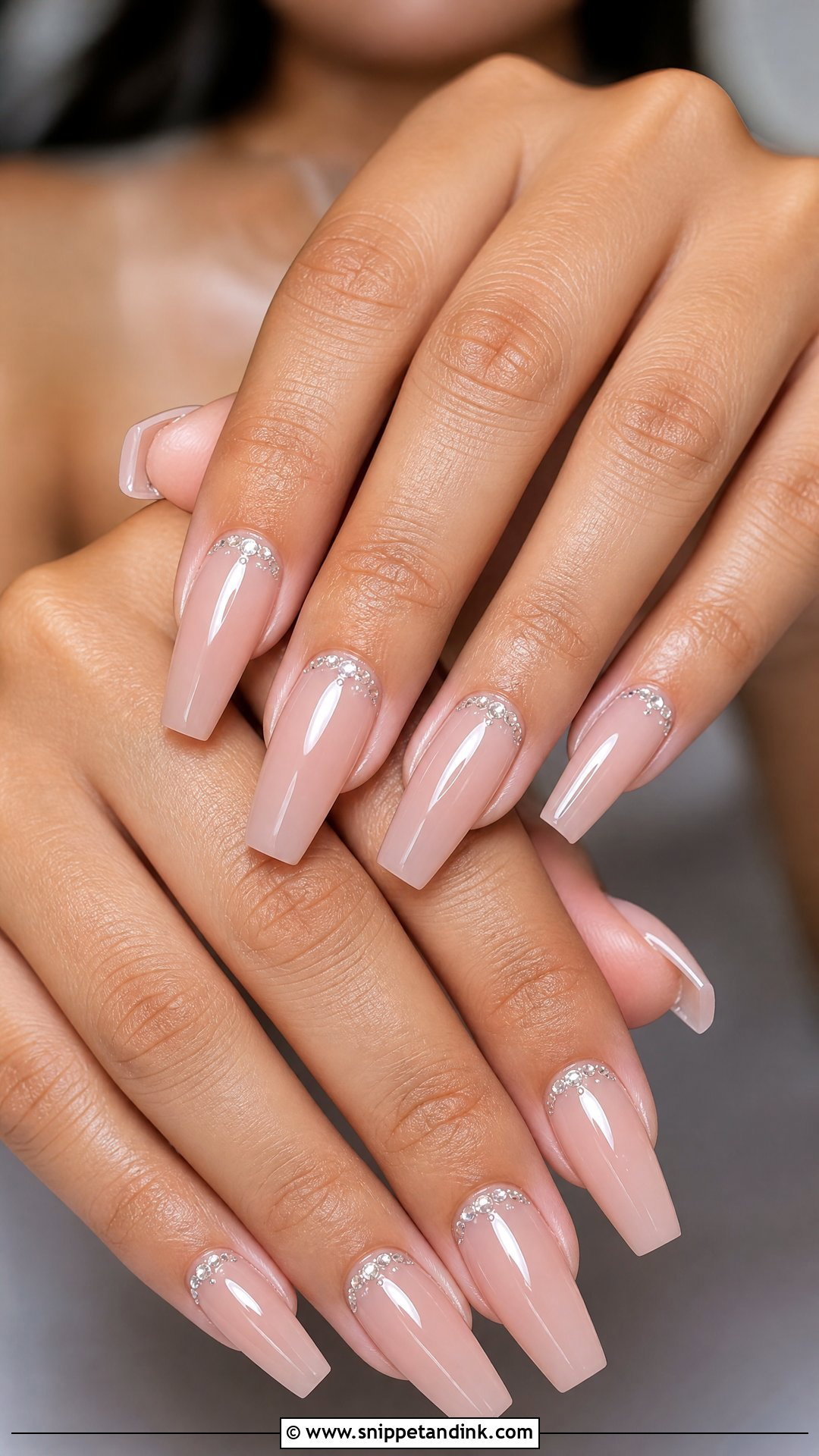 Nude Rhinestone Bridal Nails - Snippet and Ink - 25 Nude Bridal Nails