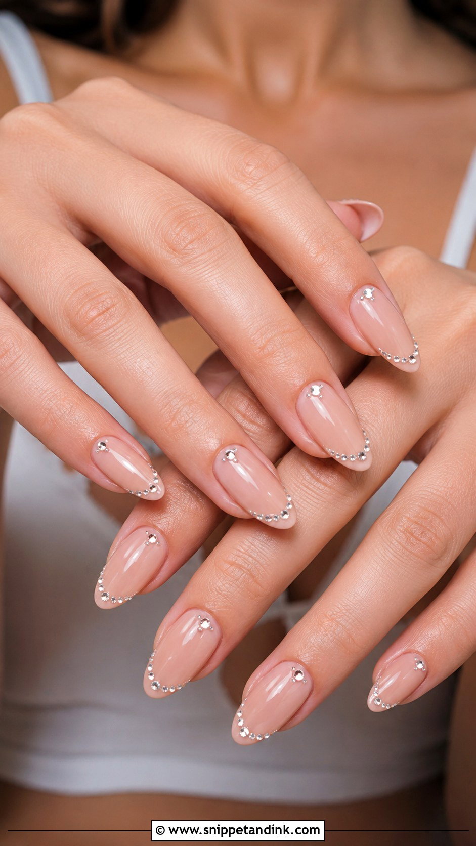 Nude Rhinestone Hens Party Nails - Snippet and Ink - 20 Hens Party Nails