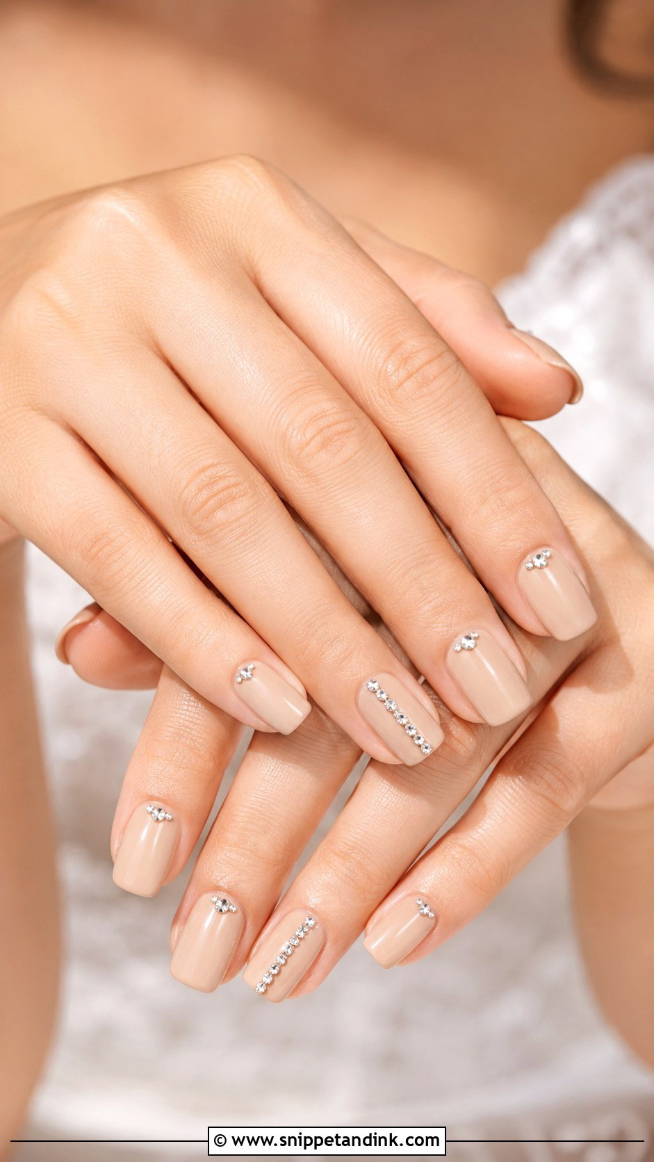 Nude Rhinestone Wedding Nails - Snippet and Ink - 20 Wedding Nails with Rhinestones