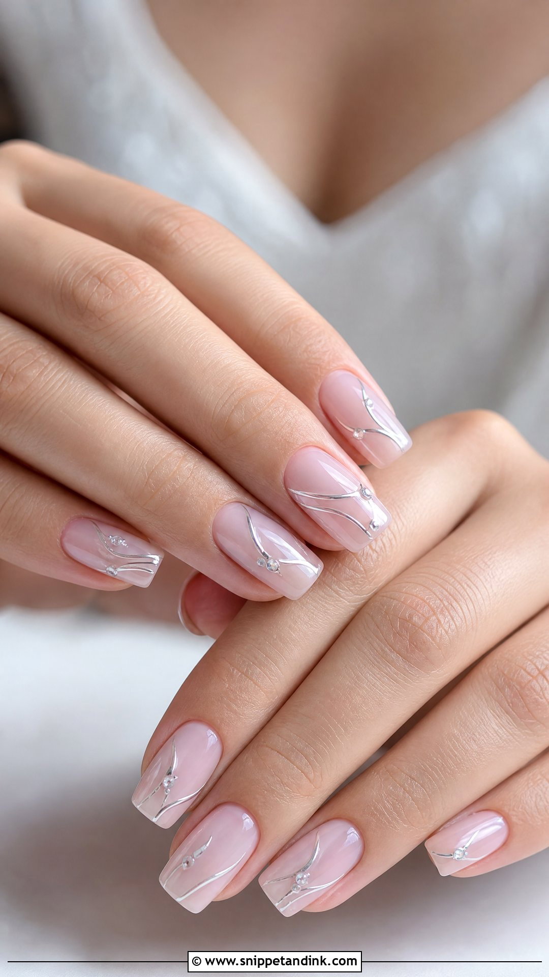 Nude Silver Bridal Nails - Snippet and Ink - 25 Nude Bridal Nails