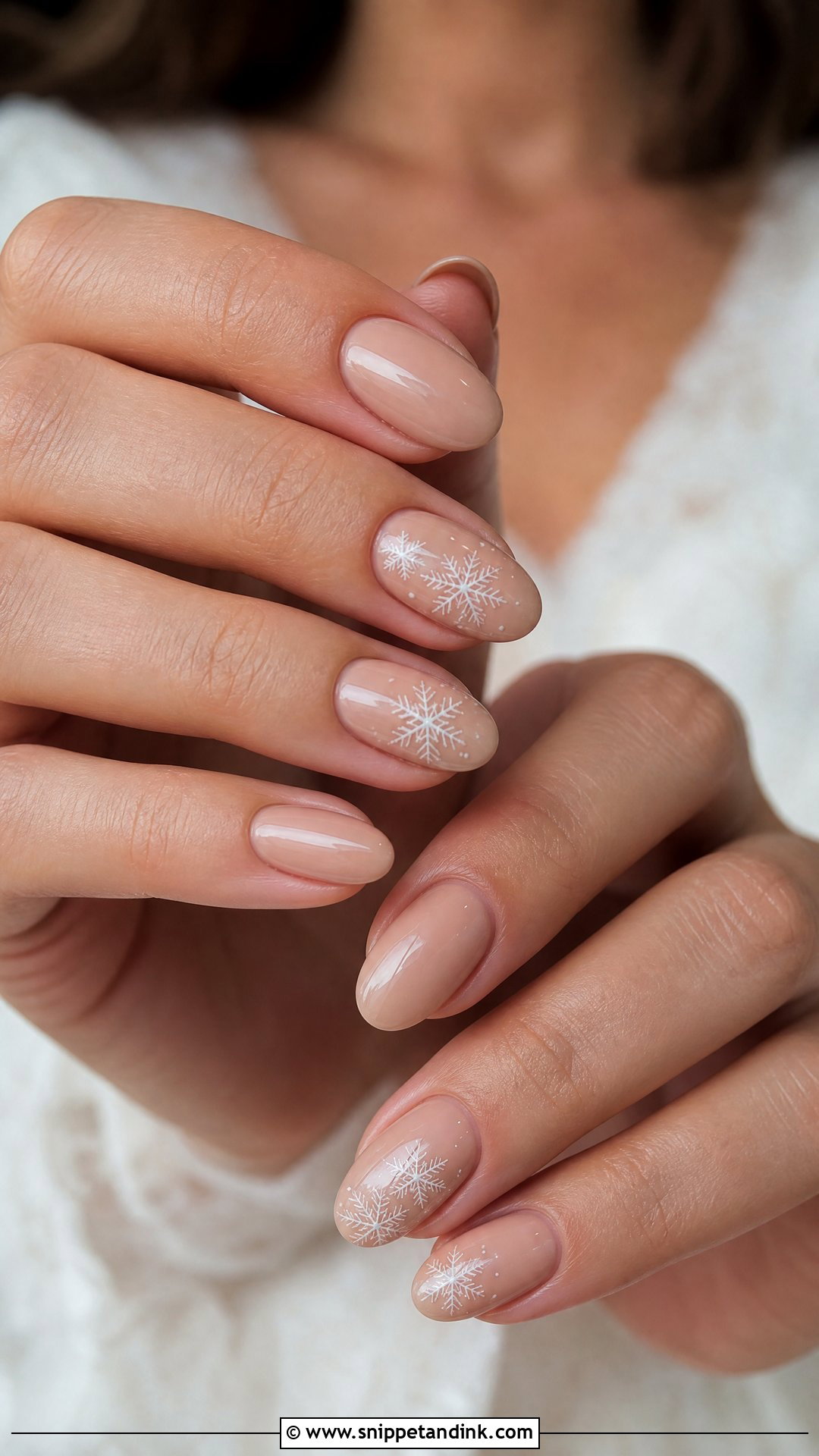 Nude Snowflake Winter Wedding Nails - Snippet and Ink - 25 Winter Wedding Nails