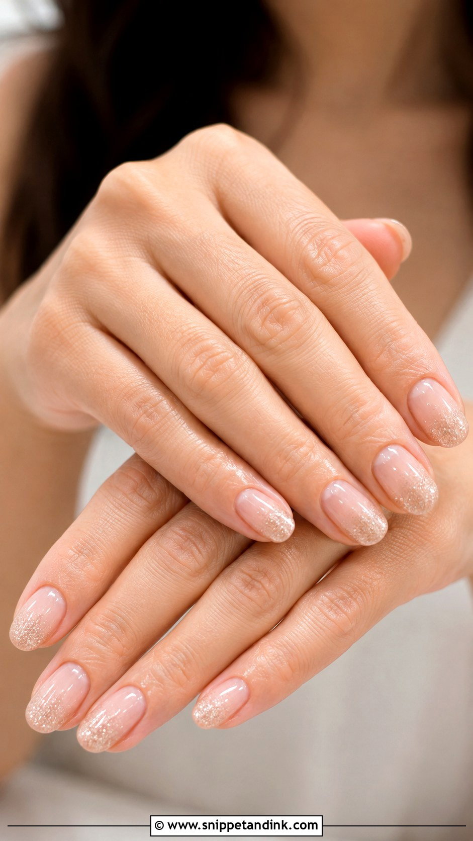 Nude Wedding Nails With Glitter - Snippet and Ink - 20 Nail Art Design for Wedding Ideas