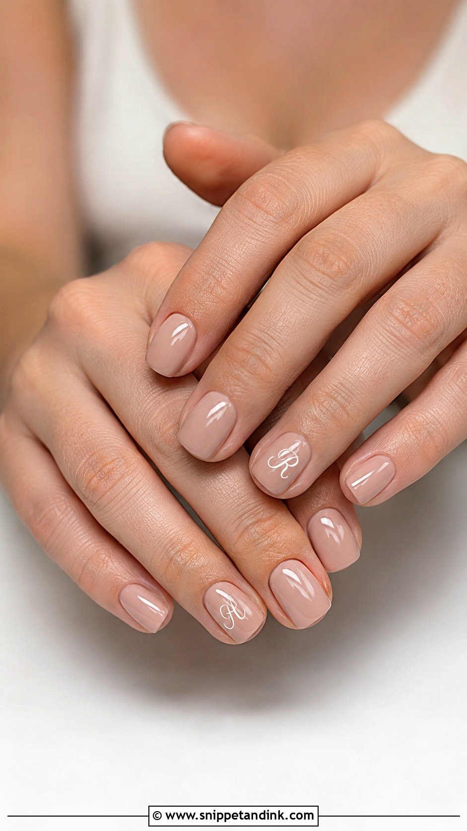 Nude Wedding Nails With Initials - Snippet and Ink - 20 Wedding Nails with Initials
