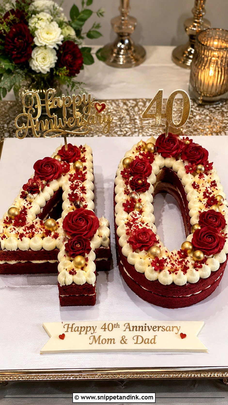 Number 40 Anniversary Cake - Snippet and Ink - 20 40th Anniversary Cake for Parents