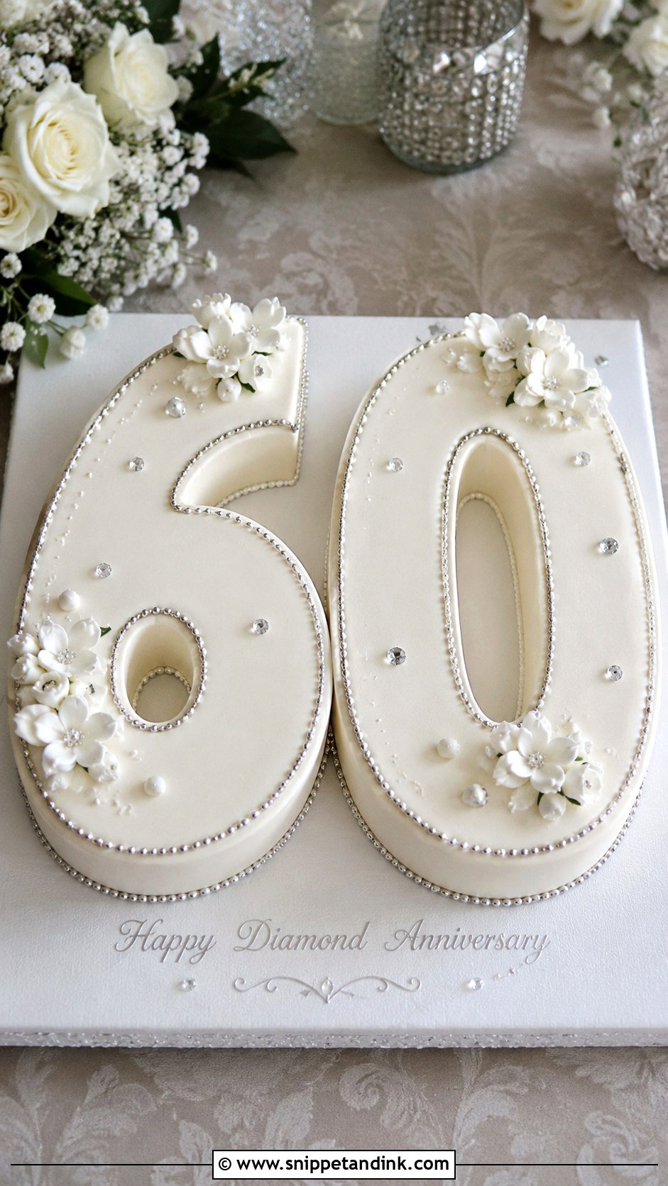 Number 60 Anniversary Cake - Snippet and Ink - 20 60th Wedding Anniversary Cakes