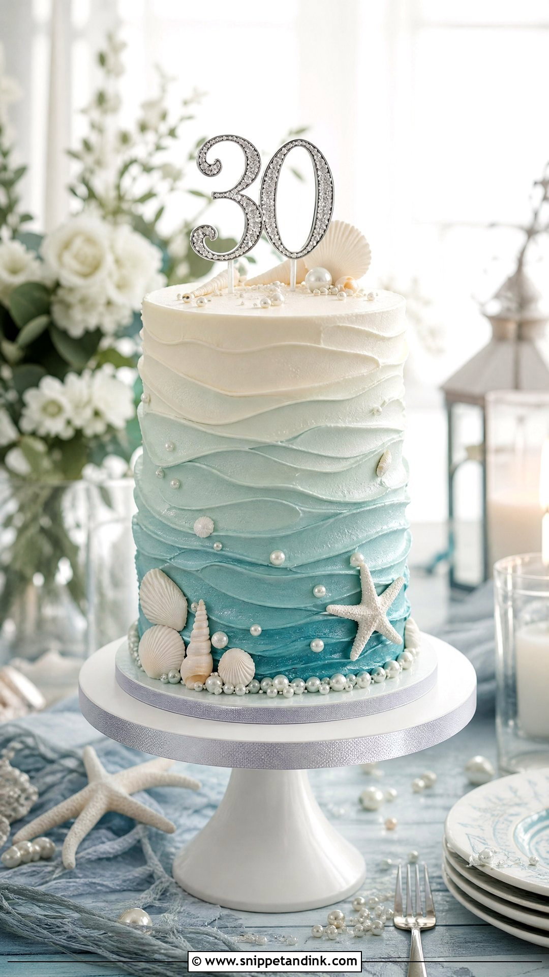 Ocean Theme 30th Anniversary Cake - Snippet and Ink - 25 30th Anniversary Cake Ideas
