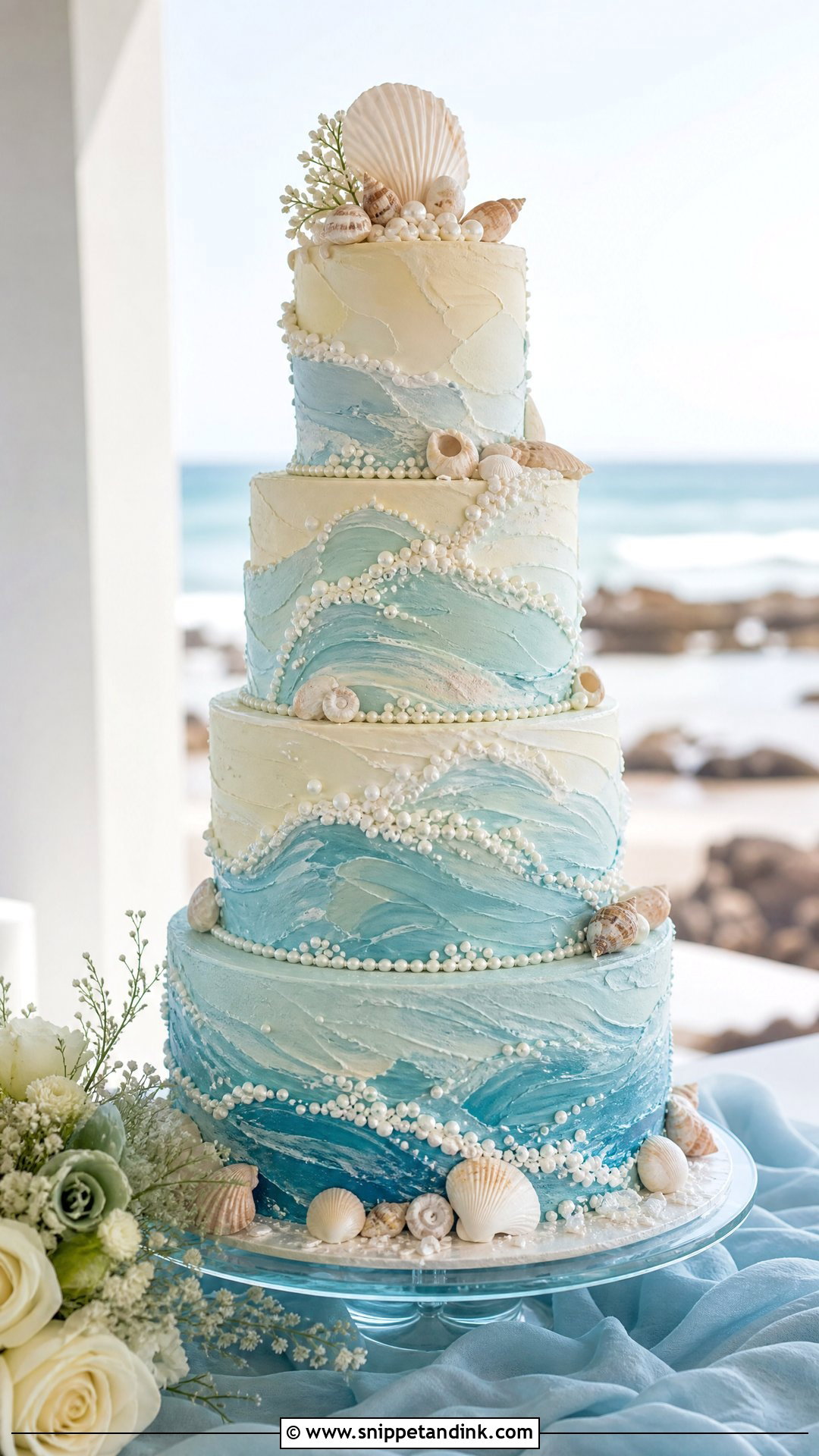 Ocean Wave Beach Wedding Cake - Snippet and Ink - 30 Beach Cake Ideas for Wedding