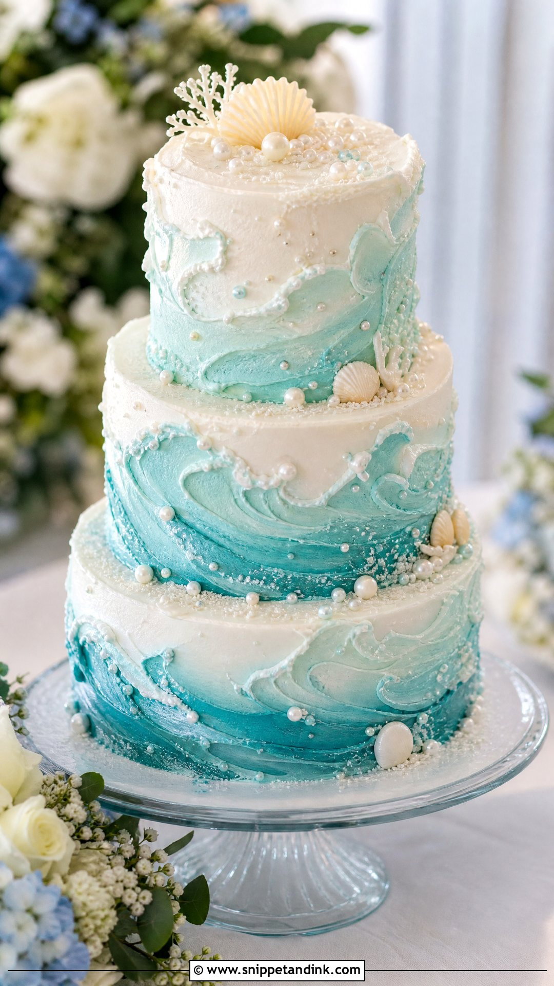 Ocean Wave Wedding Cake - Snippet and Ink - 30 Beach Theme Cake Ideas for Wedding