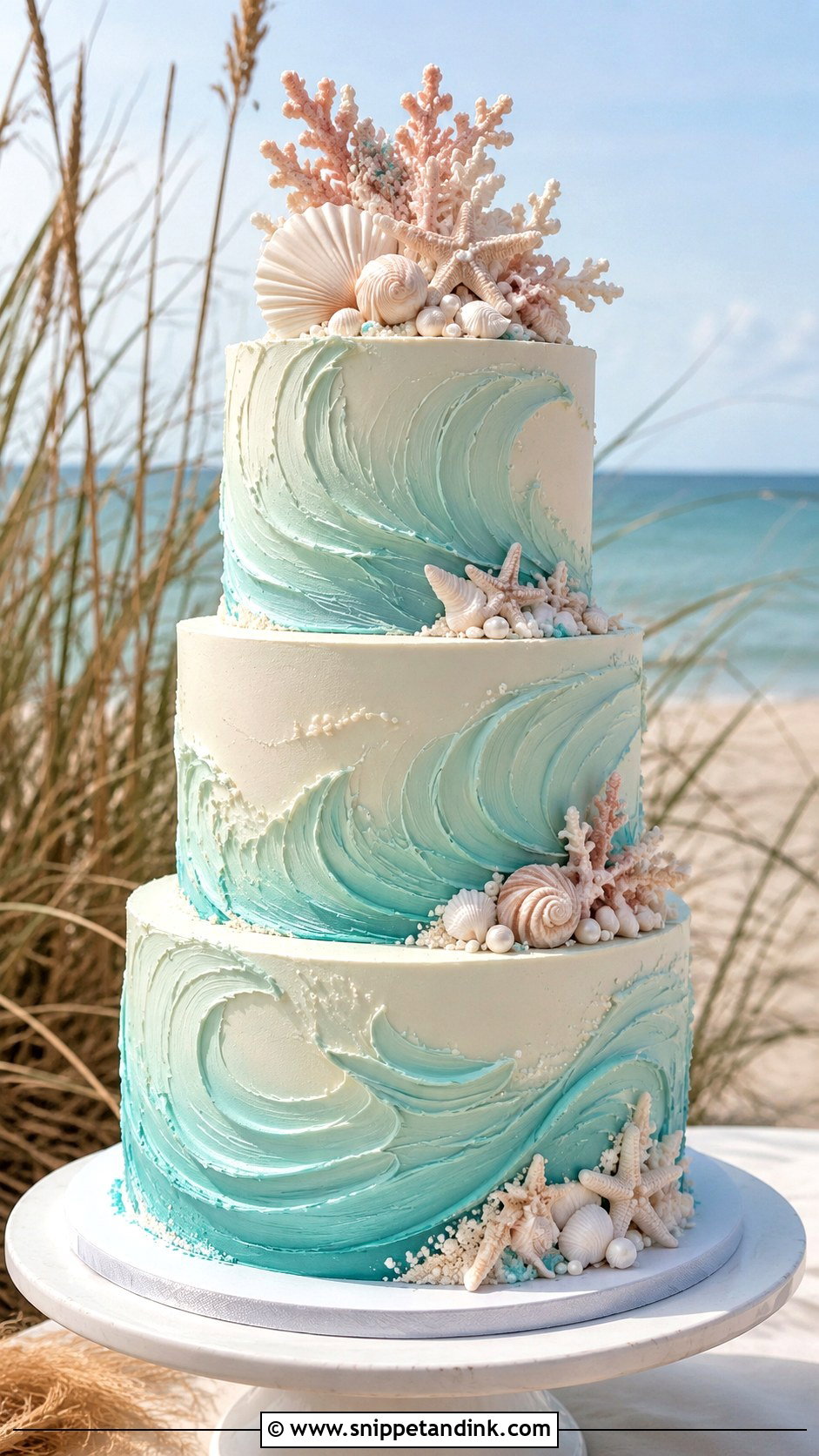Ocean Wave Wedding Cake - Snippet and Ink - 25 Tropical Beach Wedding Cake Ideas