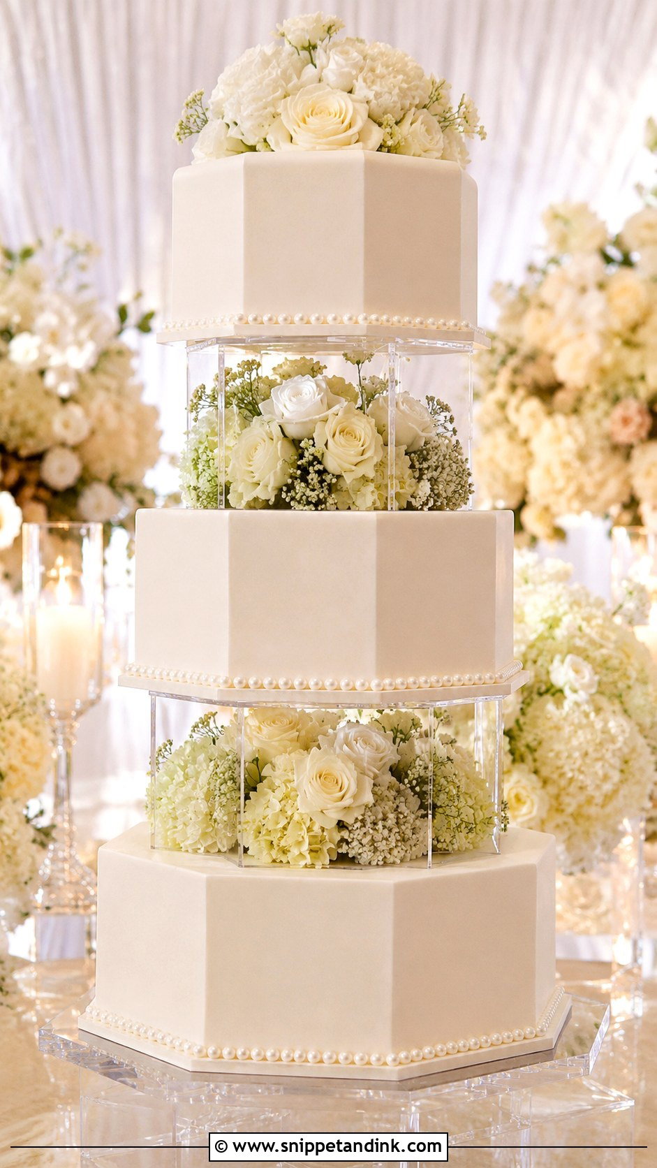 Octagon Wedding Cake With Floating Tiers - Snippet and Ink - 20 Octagon Wedding Cake Ideas