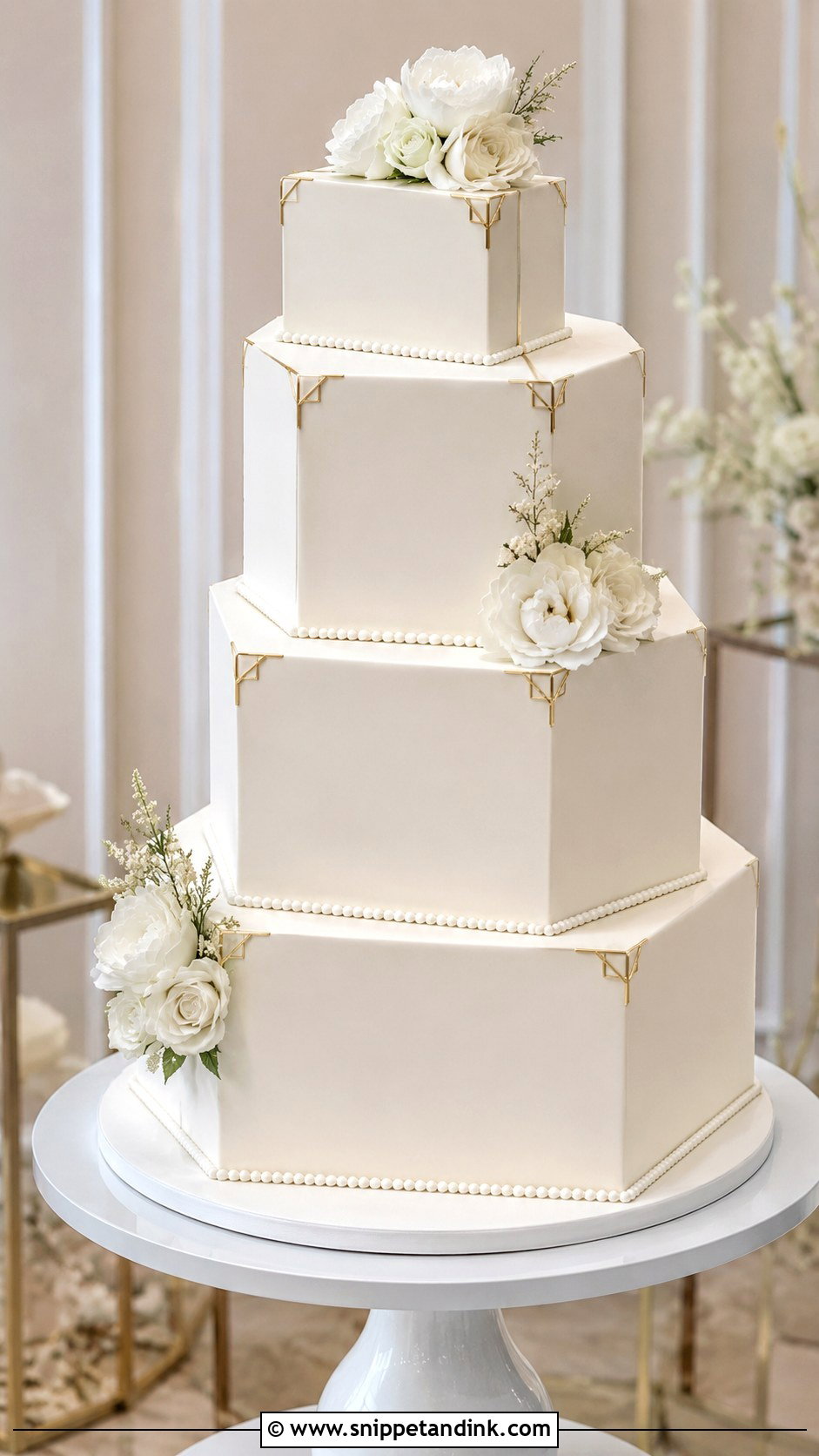 Octagon Wedding Cake With Square Tiers - Snippet and Ink - 20 Octagon Wedding Cake Ideas