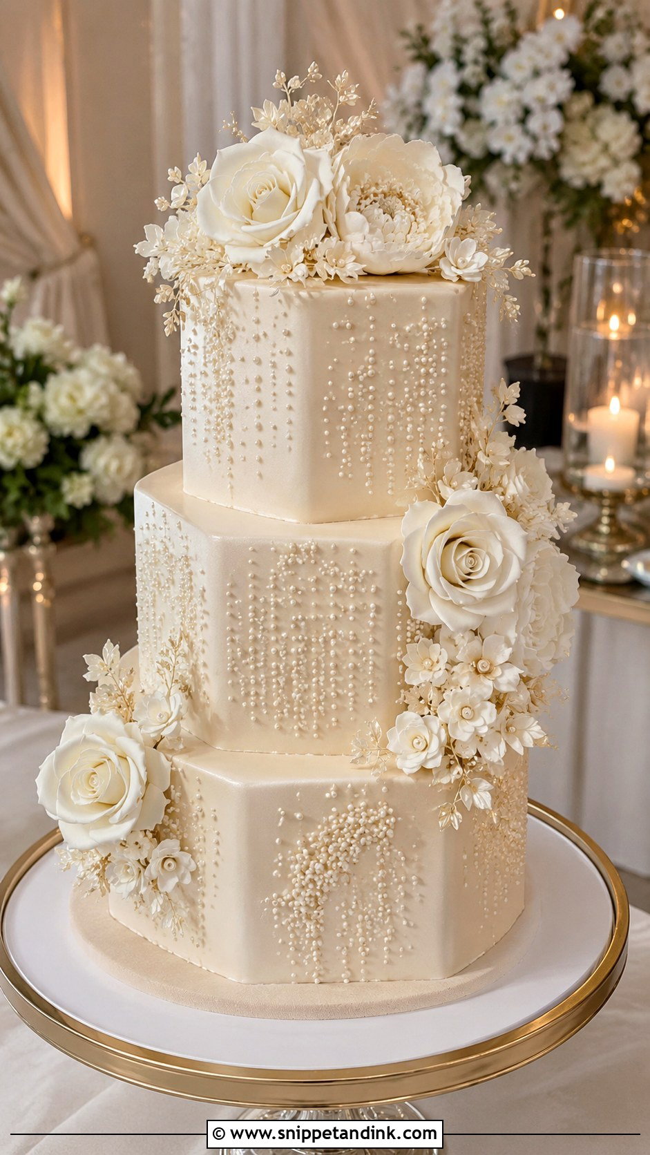 Octagon Wedding Cake With Sugar Flowers - Snippet and Ink - 20 Octagon Wedding Cake Ideas