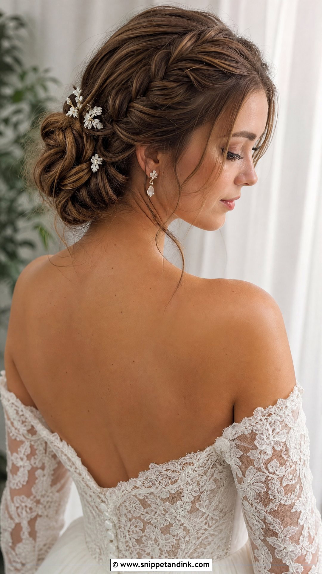 Off Shoulder Wedding Braided Updo - Snippet and Ink - 20 Off Shoulder Wedding Hairstyles
