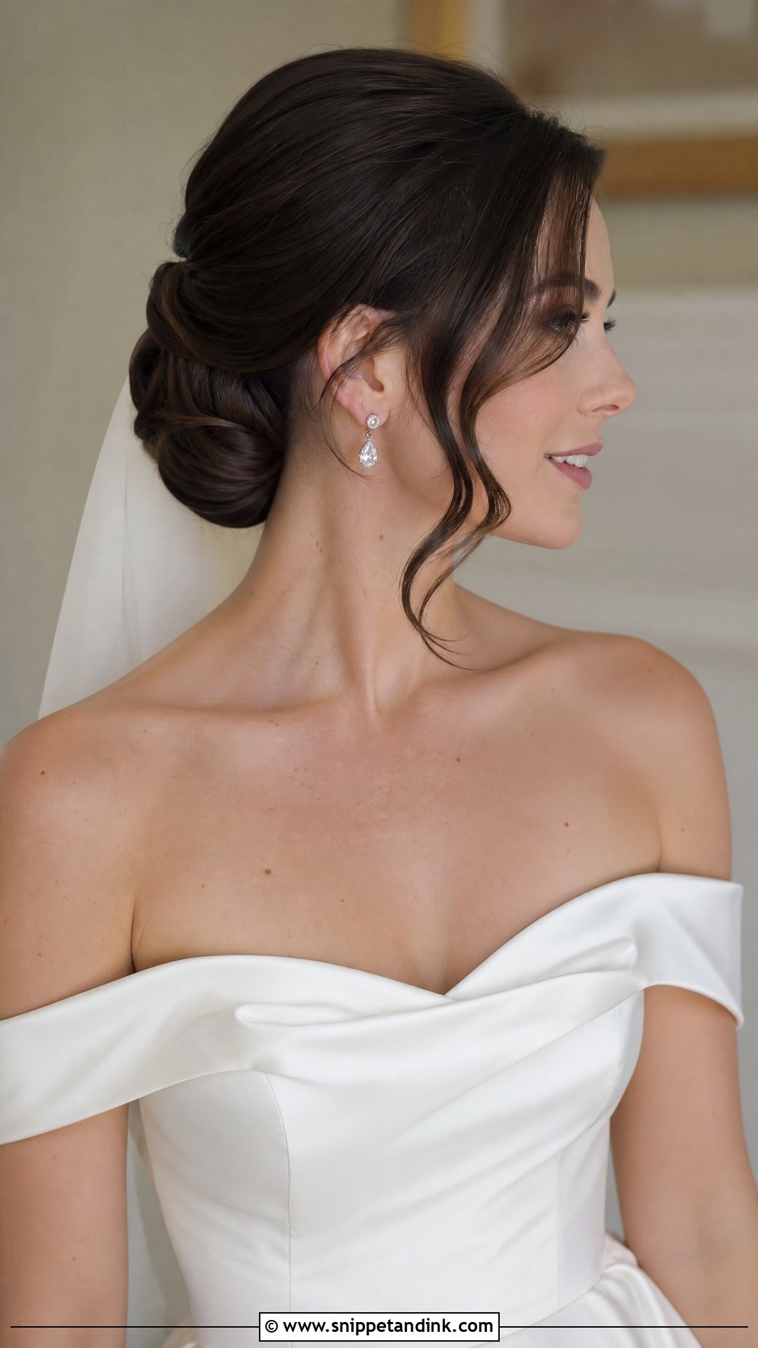 Off Shoulder Wedding Chignon - Snippet and Ink - 20 Off Shoulder Wedding Hairstyles