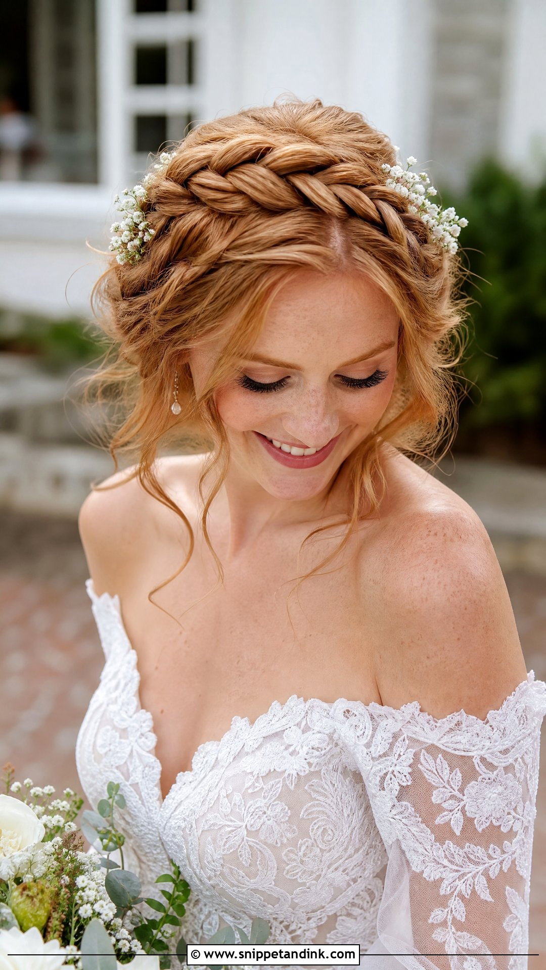 Off Shoulder Wedding Crown Braid - Snippet and Ink - 20 Off Shoulder Wedding Hairstyles