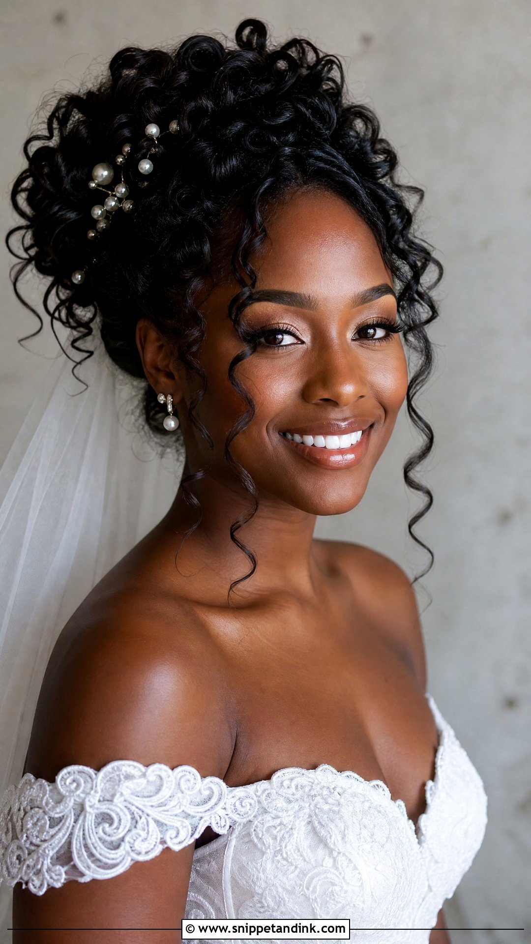 Off Shoulder Wedding Curly Updo - Snippet and Ink - 20 Off Shoulder Wedding Hairstyles