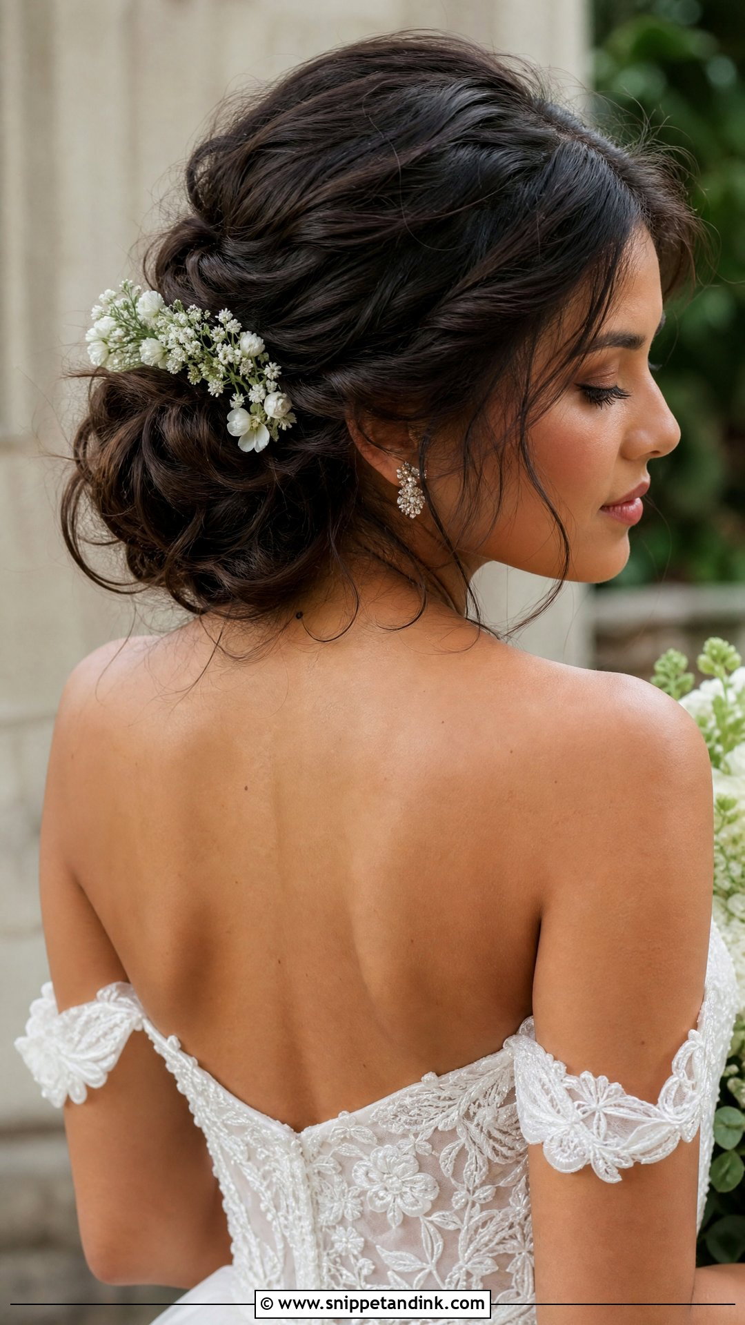 Off Shoulder Wedding Flower Hair - Snippet and Ink - 20 Off Shoulder Wedding Hairstyles