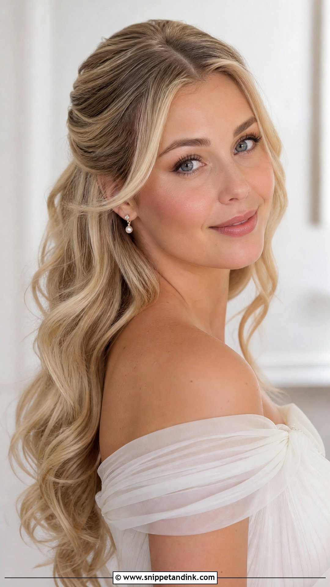 Off Shoulder Wedding Loose Waves - Snippet and Ink - 20 Off Shoulder Wedding Hairstyles