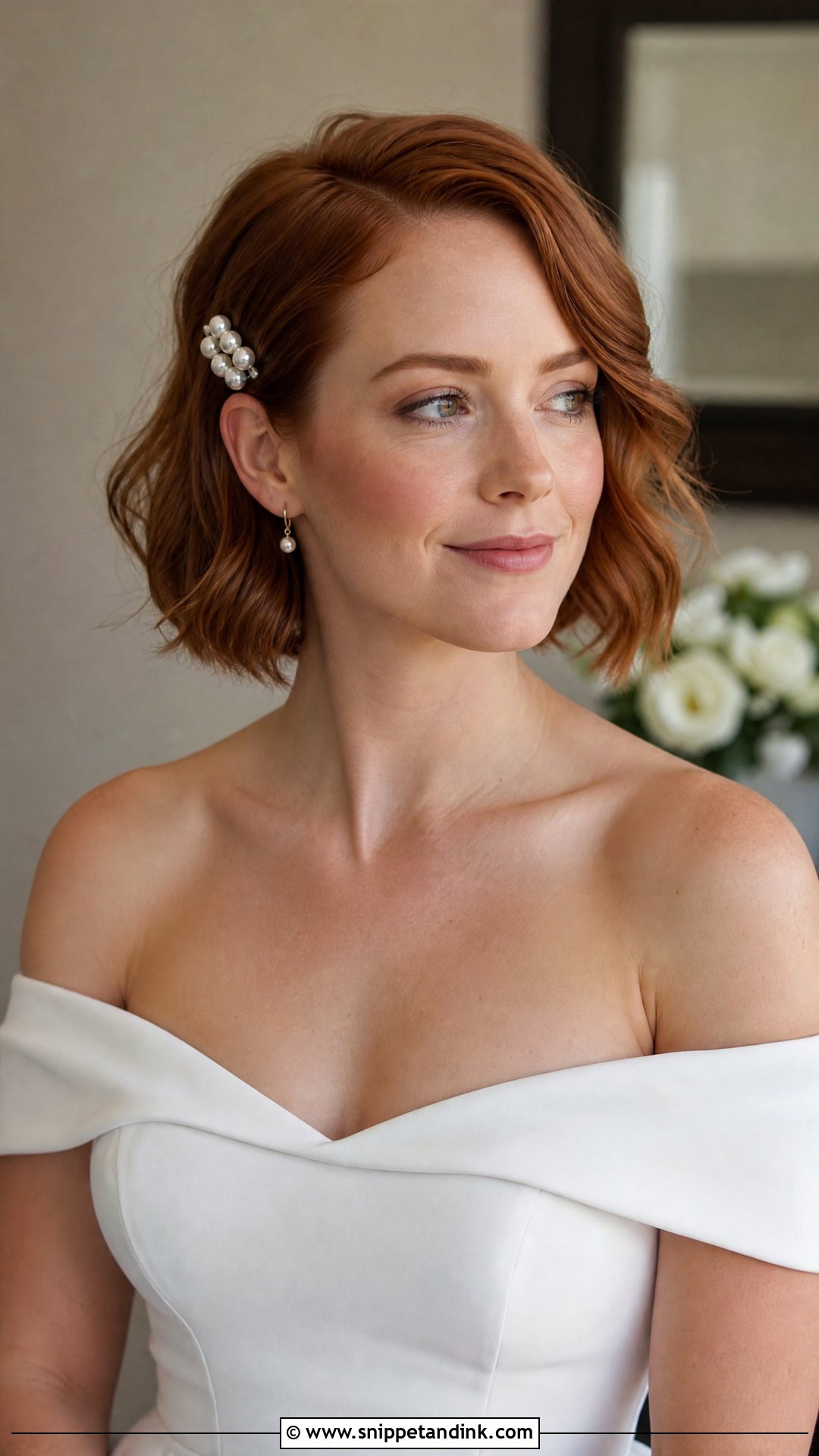 Off Shoulder Wedding Short Hair - Snippet and Ink - 20 Off Shoulder Wedding Hairstyles