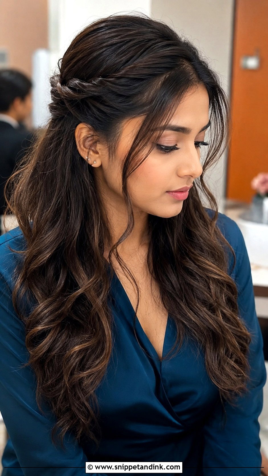 Office Party Twisted Half Up Hair - Snippet and Ink - 15 Office Party Hairstyles