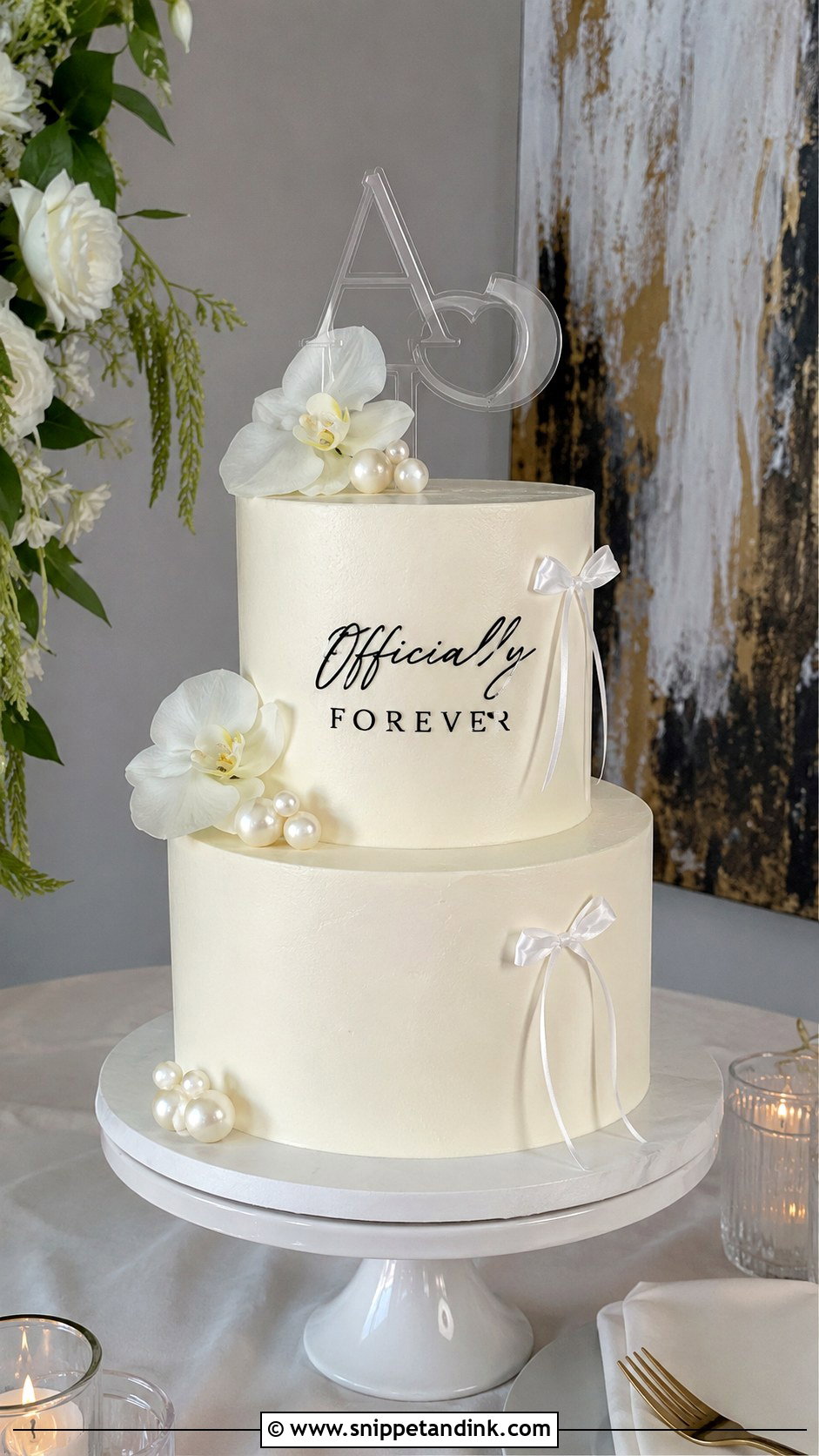 Officially Forever Wedding Cake - Snippet and Ink - 20 Quote Cake Ideas for Wedding