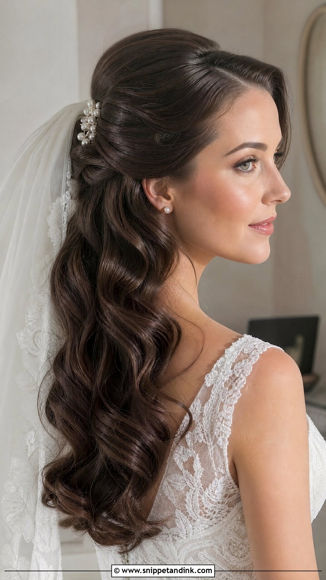 Old Hollywood Bridal Hair With Half Up Waves - Snippet and Ink - 20 Old Hollywood Bridal Hair Ideas