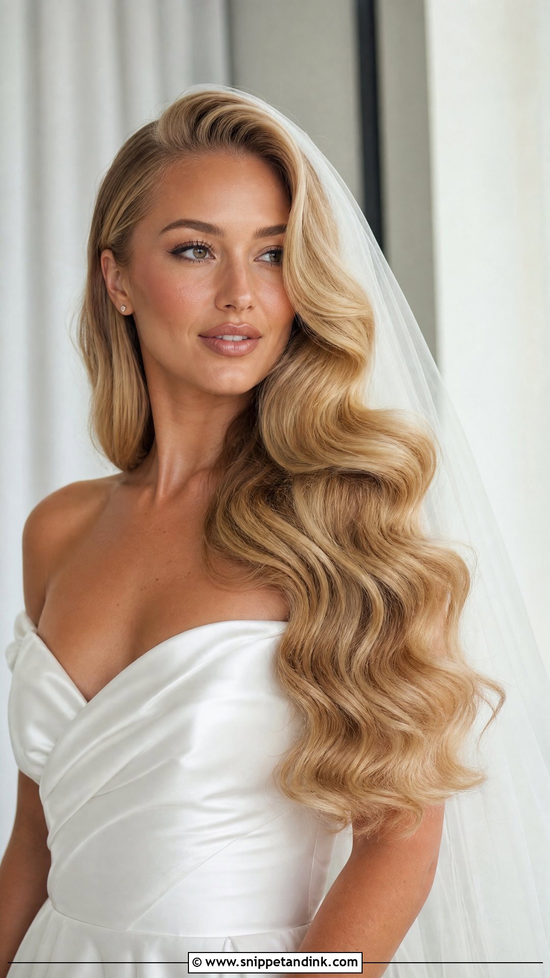 Old Hollywood Bridal Hair With Long Waves - Snippet and Ink - 20 Old Hollywood Bridal Hair Ideas