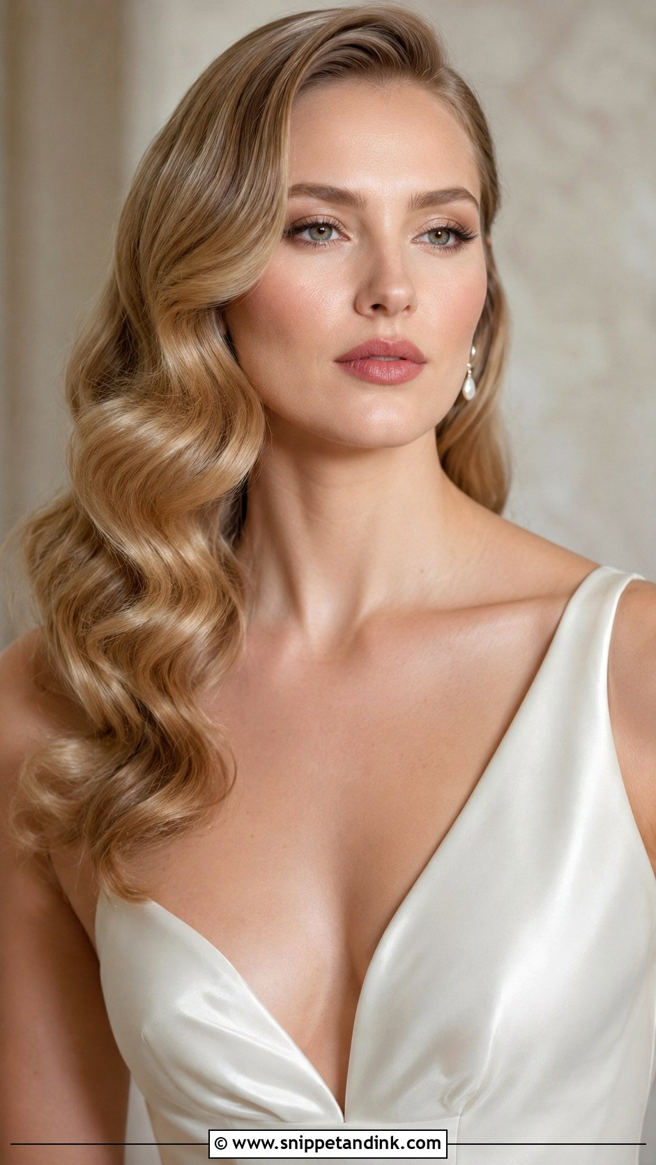 Old Hollywood Glam Waves - Snippet and Ink - 20 Sleek Bridal Hair Down Ideas