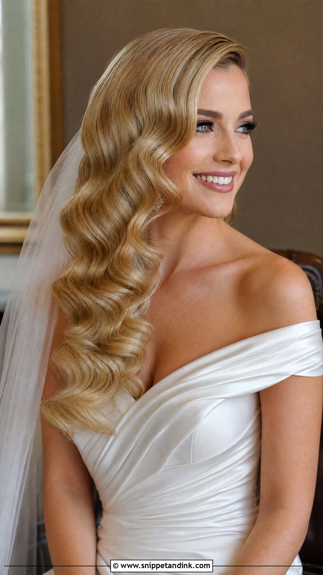 Old Hollywood Glamour Waves - Snippet and Ink - 20 Bridal Curls Down