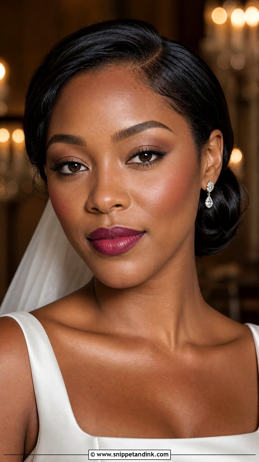 Old Money Wedding Makeup With Berry Lip - Snippet and Ink - 20 Old Money Wedding Makeup Ideas