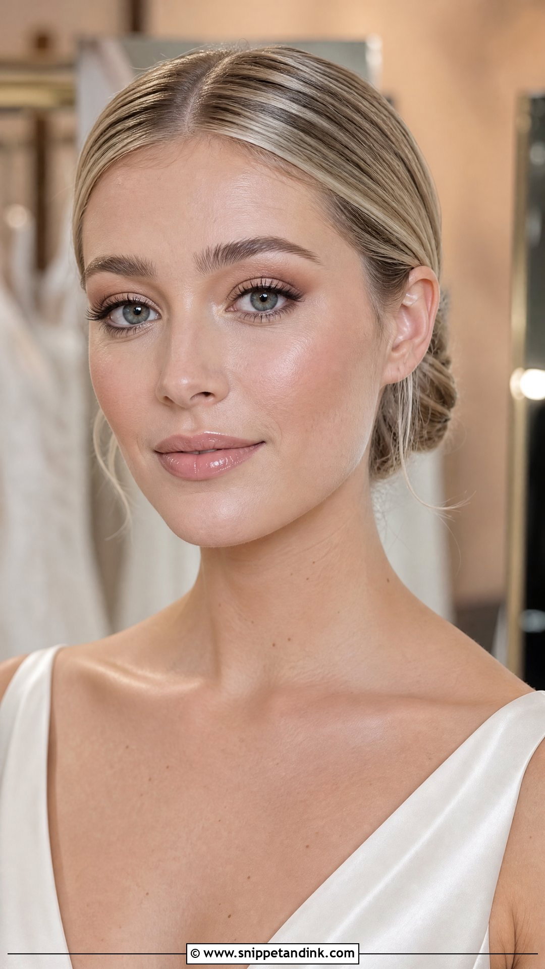 Old Money Wedding Makeup With Glossy Nude Lip - Snippet and Ink - 20 Old Money Wedding Makeup Ideas