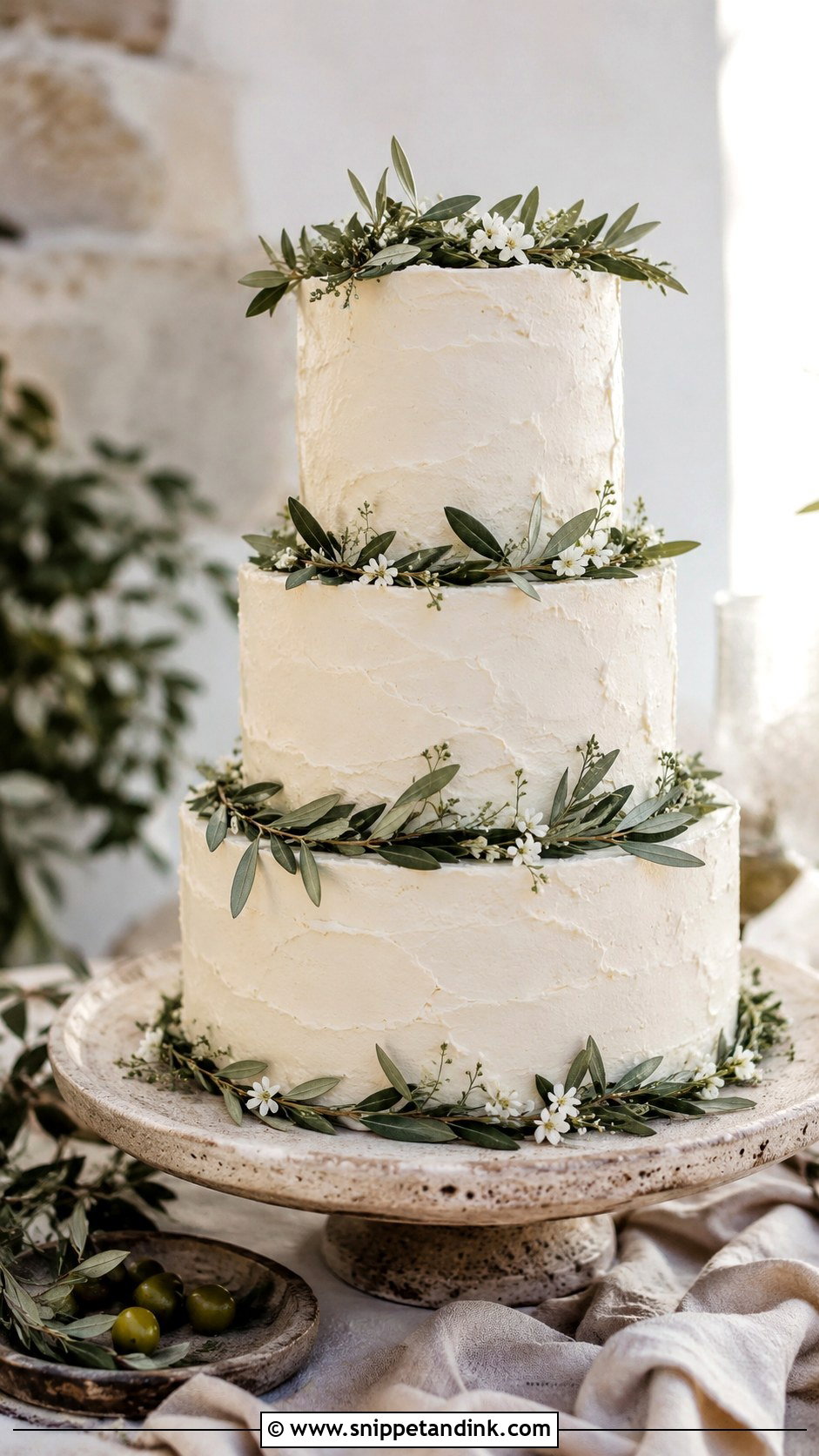 Olive Branch Wedding Cake - Snippet and Ink - 25 Rustic Greenery Wedding Cake Ideas