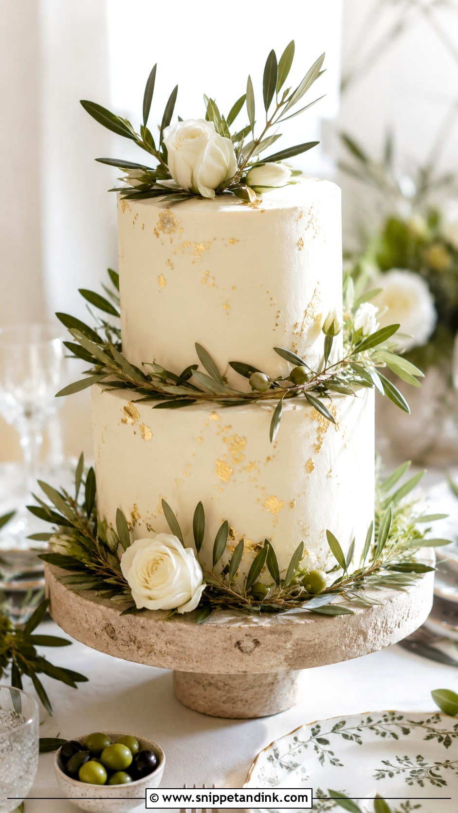 Olive Branch Wedding Cake - Snippet and Ink - 20 Greek Theme Cake Ideas for Wedding
