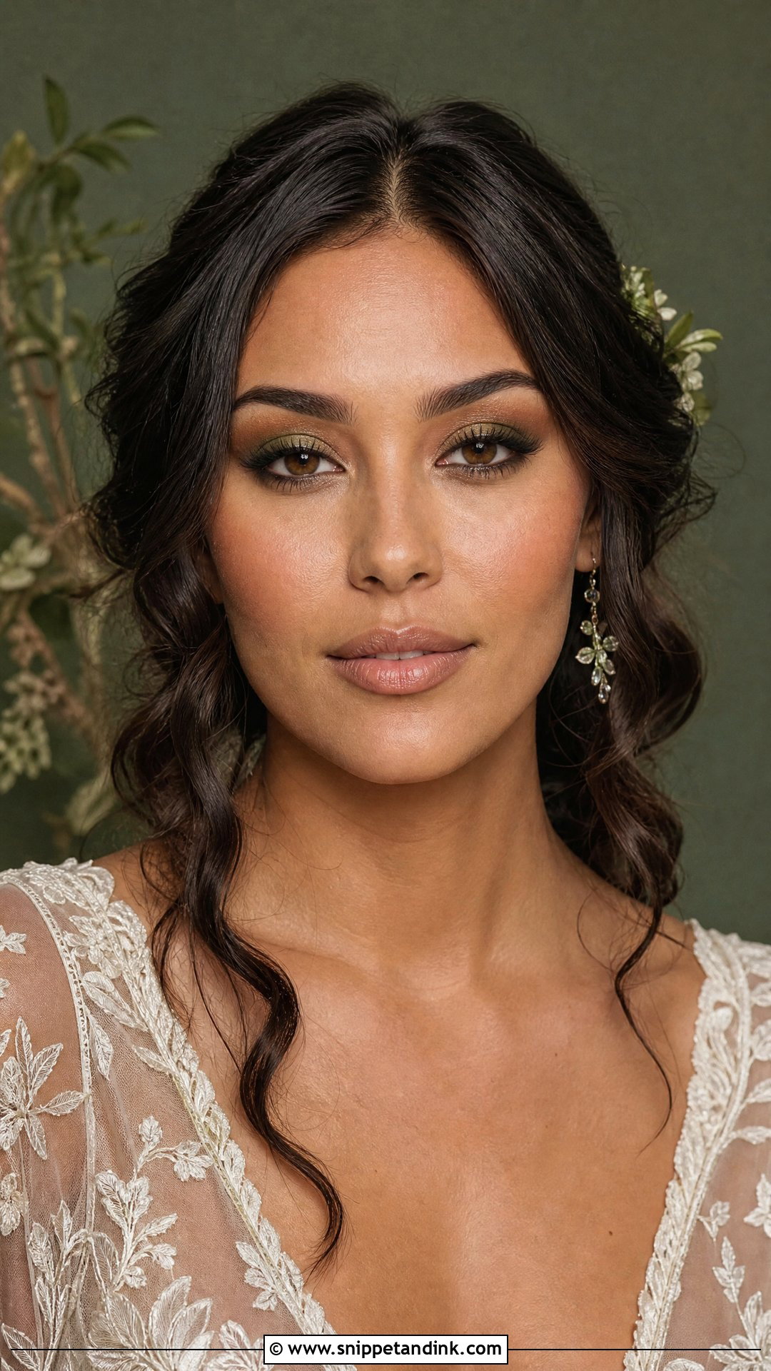 Olive Green Boho Wedding Makeup For Brunettes - Snippet and Ink - 20 Boho Wedding Makeup Brunette Ideas